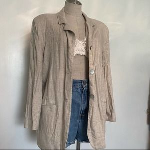 Light Taupe Linen-Blend Women's Blazer Jacket